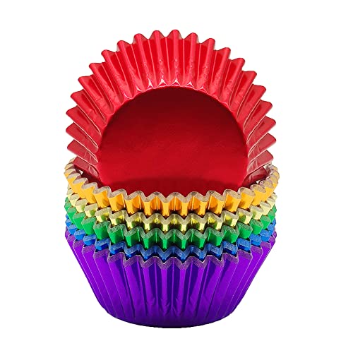 Rainbow 6 Bright Colors Standard Cupcake Liners Muffin Foil Paper Baking Cups, 120-Count - color: Rainbow