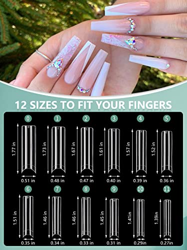 LIONVISON XL Square Nail Tips: 480PCS Extra Long NO C Curve Nails Tip
