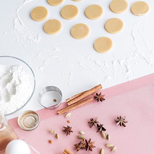 AMYONE Perforated Baking Mats, 2 PCS Pink Eclair Silicone Mat for Half Sheet, Non-Stick Reusable Oven Liners for Making Bread/Pizza/Pastry/Cookie 11 5/8" x 16 1/2", Sakura Pink - color: Sakura Pink