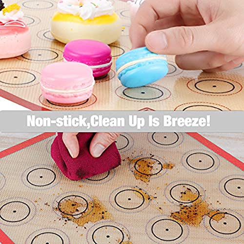 Macaron Silicone Baking Mat - 2 Non Stick Silicon Macaroon Baking Sheet - color: Red