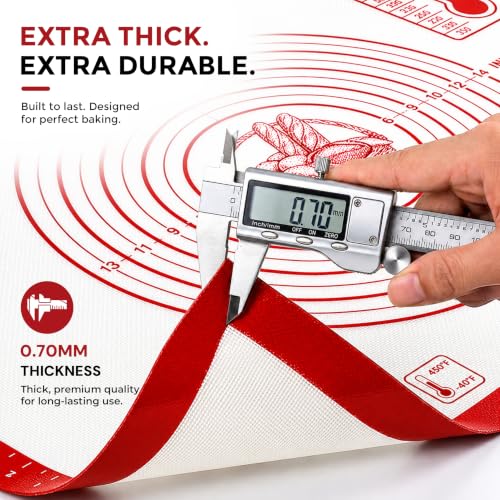 XL Silicone Pastry Mat for Baking Dough Mat, Extra Large 28x20 inches Red - color: Red