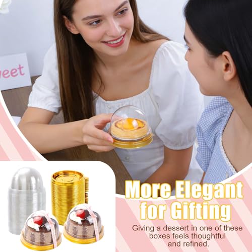 100Pcs Mini Cupcake Containers with Dome Lids and Stickers