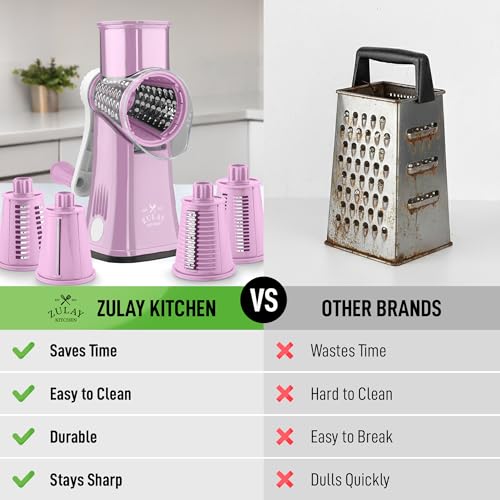 Rotary Cheese Grater Hand Crank, Vegetable Shredder - Lilac & White - color: 16 - Pink and White