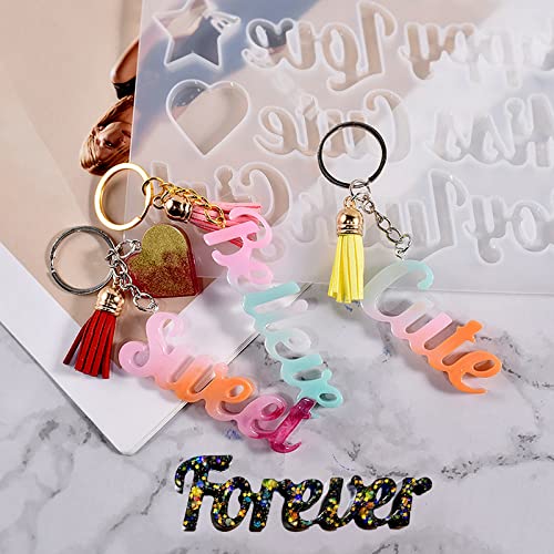 ZQYSIING Alphabet Resin Molds, Set of 2 Blessing Alphabet Keychain Molds - color: 2PCS Blessing Letter Molds