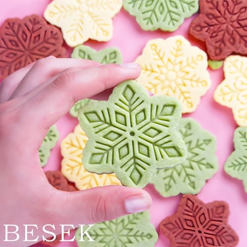 BESEK Christmas Cookie Cutters: 9 pcs Winter Snowflake Cookie Cutters Shapes for Baking Embossing Cutters for Christmas Biscuit Baking - color: Snowflake