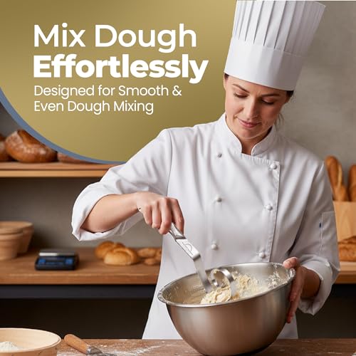 Seamless Dough Whisk, Stainless Steel Danish Dough Wisk, 9" Bread Whisk for Sourdough, Cookies, Pizza, Pastry, Dishwasher Safe Dough Hook - size: Seamless Dough Whisk