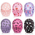 JarThenaAMCS 300Pcs Halloween Cupcake Liners Pumpkin Ghost Spider Web Bat Paper Baking Cups Pink Purple Orange Black Standard Muffin Cupcake Wrappers for Party Supplies Table Decor