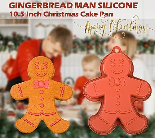 Webake Gingerbread Man Mold 10 Inch Large Gingerbread Silicone Cake Pan for Christmas Baking Cake, Cookie - style: Gingerbread