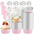 100 Pack Mini Cake Pans with Lids and Spoons Mini Aluminum Foil Baking Cups