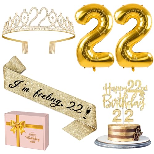 YeohJoy Gold 22nd Birthday Decorations for Her - style: 22nd