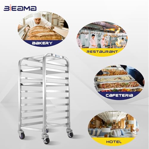 BIEAMA 10-Tier Sheet Pan Rack, NSF Aluminum Bun Pan Rack - color: Rack, size: Half Size 10-Tier