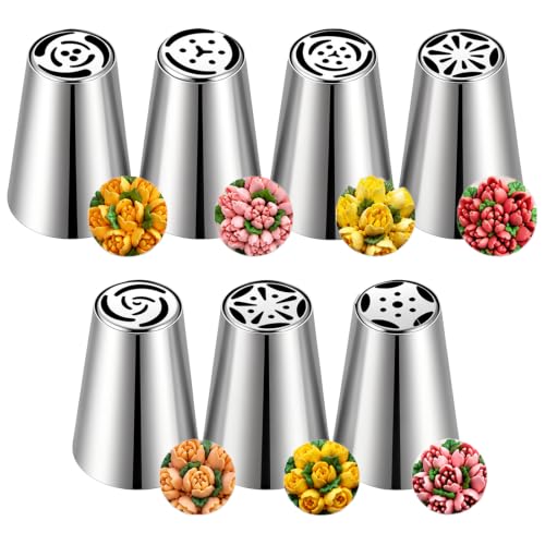 Russian Piping Tips Set, 7pcs Flower Frosting Nozzle Icing Tips