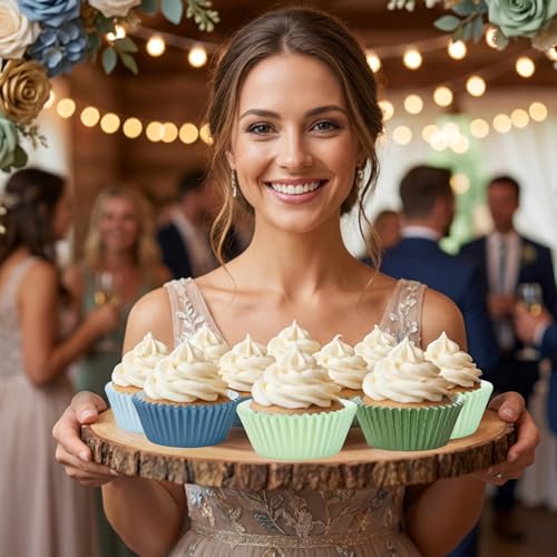 FYSUIMU 400 Pcs Sage Green Blue Cupcake Liner Paper Baking Cups Muffin Liner Cake Storage Container for Hole in One Baby Bridal Shower Wedding Birthday Party Supplies - color: Sage Green Blue