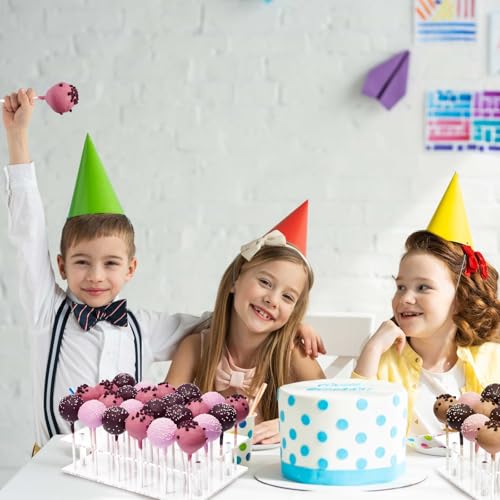 Stockroom Plus Cake Pop Stand - 24-Hole, Clear Acrylic, 9 x 5.9 x 2 in - Cake Pop Holder Rack & Tray - Display for 24 Cakepops on Dessert Table