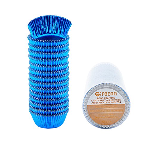 Gifbera Metallic Blue Foil Mini Cupcake Liners Muffin Cups, 300-Count - color: Blue