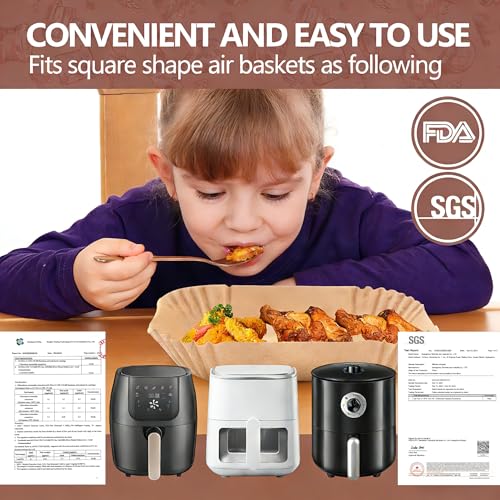 UBeesize XL10 Inch Disposable Air Fryer Liners 100 Pack Parchment Paper - size: 10 Inch Square
