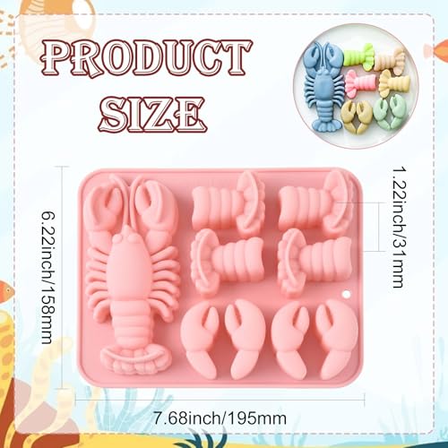 Airssory 2Pcs Lobster Silicone Mold Pink Ocean Animal Molds 19.5x15.8x3.1cm for Baking Candy Chocolate Fondant Party Decoration - color: Lobster Mold