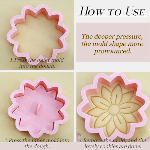 Flower Cookie Cutters 8Pcs Fancy Floral Biscuits Molds for Party Favors - color: Flowers E