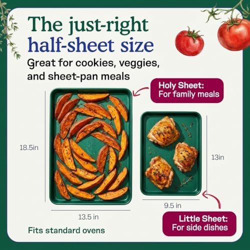Great Jones Nonstick & Non Toxic Quarter Sheet Pan 13.5" x 9.5" (Broccoli) - color: Broccoli, size: Little Sheet (13.5" x 9.5")