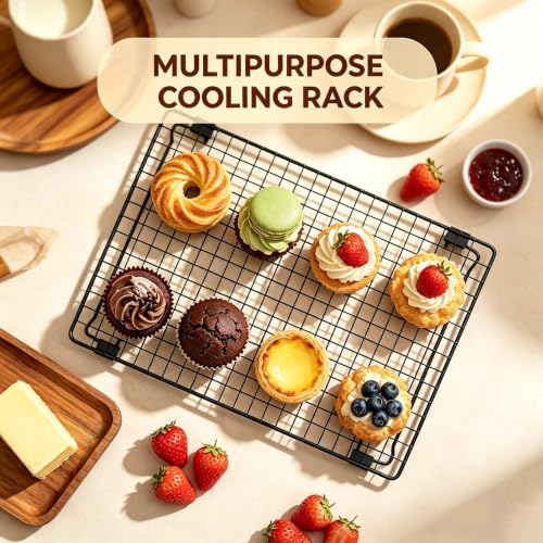 2 Pack Sourdough Cooling Rack, 17 x 11 x 3 Inch Heavy Duty Steel Cooling Racks for Sourdough, Elevated Design Stackable Tall Baking Racks, Wire Rack for Baking, Grilling Making Jerky - size: 17” x 11” x 3”-2 Pack(Elevated Design)