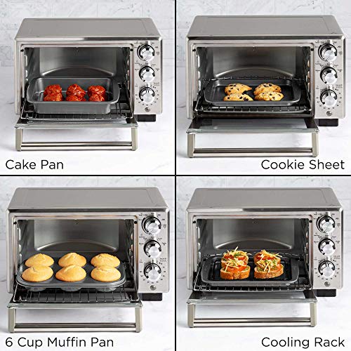 Ecolution Non-Stick Toaster Oven Bakeware Set 4-Piece, Carbon Steel, Easy to Clean and Perfect for Single Servings, Gray - color: Gray