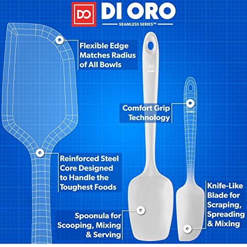 DI ORO Silicone Spatula Set - 600F Heat Resistant, 3-Pc Stone - color: Stone