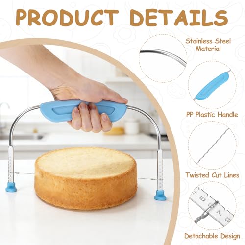 uxcell Cake Cutter Slicer Leveler with Plastic Handle Blue - color: Blue