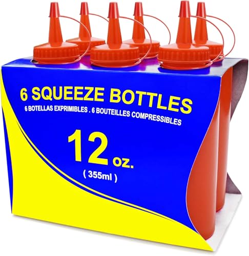 New Star Foodservice Squeeze Bottle, 12 oz, Red, Pack of 6 - color: Red, size: 12 Ounces