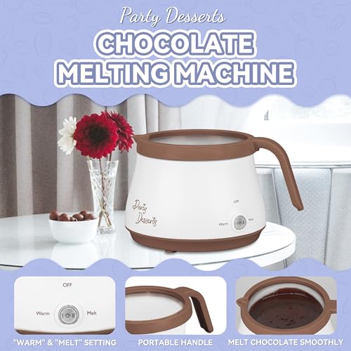 Party Desserts Candy and Chocolate Melting Pot, Mini Electric Fondue Pot, Melts Candy Chocolate in a Couple of Minutes, Ideal for Cake Pops Cookies Cakes, 1 Cups, Single Pot, Brown - color: Brown