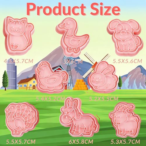 8 Pcs Farm Animal Cookie Cutter Stamp Set for Baking - color: New Farm Animal