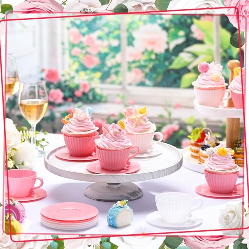 Vesici 24 Pcs Silicone Teacup Cupcake Molds, Reusable Baking Liners