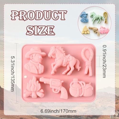 Airssory 2 Pcs Cowboy Silicone Mold Pink 17x13.5x2.3cm for Baking Candy Making DIY Dessert Decor Fondant Chocolate Cupcake Themed Craft - color: Cowboy Silicone Mold