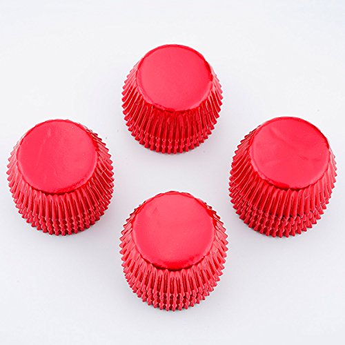Gifbera Mini Foil Muffin Cupcake Liners Red Wrappers for Christmas Wedding Party, 300-Count - color: Red