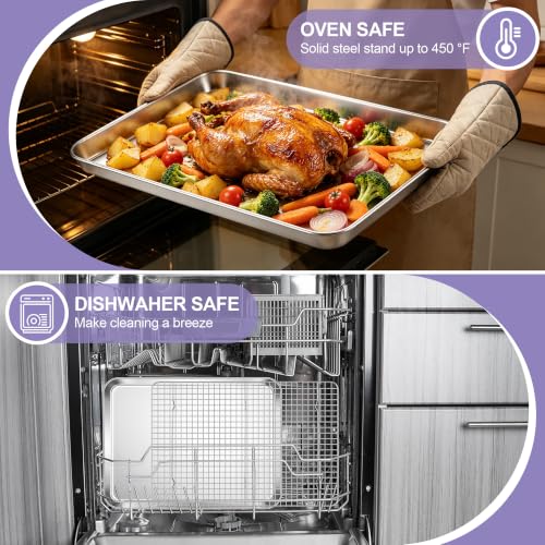 E-far Large Baking Sheet with Wire Rack, 20" x 14" (1 Pan +1 Cooling Rack) - size: 20"x14"