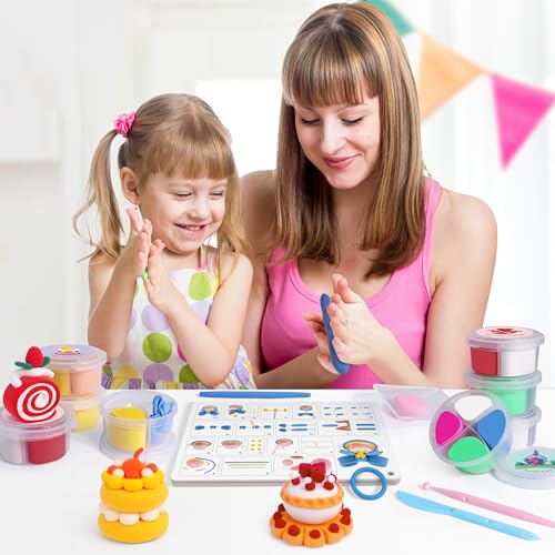 Helsort Air Dry Clay Kit, 12 Cake Modeling Clay for Kids, Tutorial Video - style: Clay Cake Kit