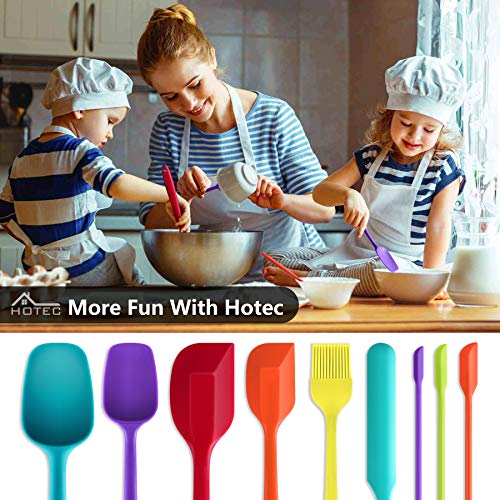 HOTEC 9-Pack BPA Free Silicone Spatula Set, Multi-Color - color: Multicolor-9