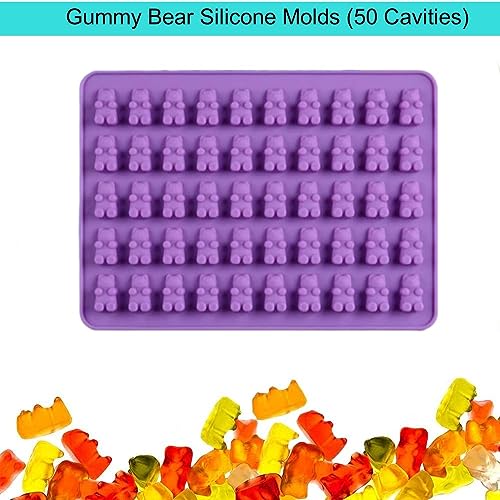 2 Piece Gummy Bear Silicone Molds For Chocolate Candy (Purple) - color: Purple