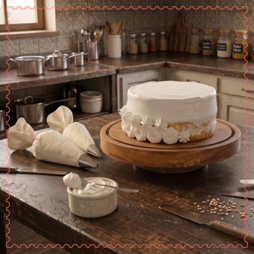 Mela Artisans Lazy Susan Mango Wood Cake Stand - Natural Finish, 12 in - color: Lazy Suzan Design