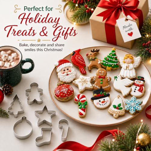Mini Christmas Cookie Cutters, Metal Holiday Shapes, 15-Piece Set - style: mini christmas cookie cutter set