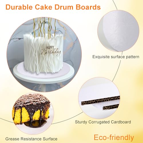 14 inch Round Cake Drum Boards, Dulinkas 1/4 Inch Thick White Corrugated Cardboard Cake Base Grease-Resistant Cake Boards for Multi-Layer Cakes, Weddings & Parties 10 Pack - size: 14 inch