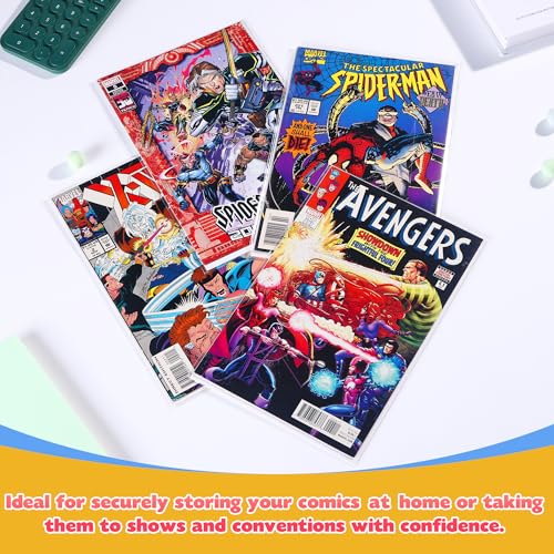 Miraclekoo100Pcs 6.97 x 10.6 Inch Self Sealing Cellophane Bags Clear Plastic Sleeves for Current Comic Book Collection Storage Protection - size: 6.97 x 10.6 inches