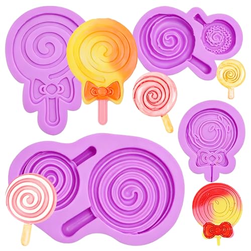 Infovox 4 Pack Bow-Shaped Lollipop Molds Silicone, Chocolate Lollipop Molds