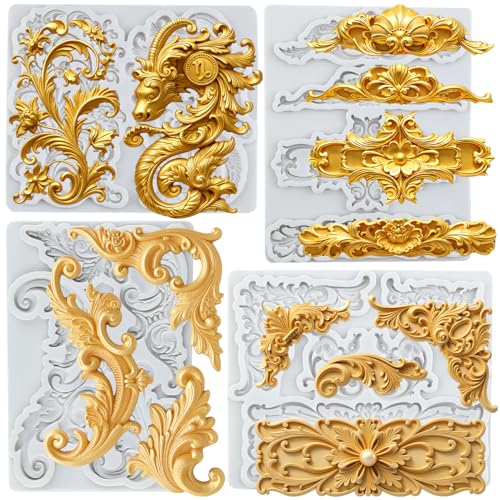 Baroque Curlicues Scroll Lace Fondant Silicone Mold Set of 4 - color: Style F