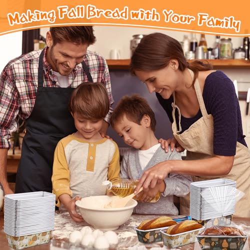 Hushee 50 Set Fall Paper Mini Loaf Pan Disposable, Beige Pumpkin - style: Pumpkin