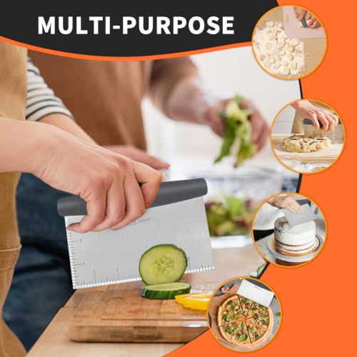 Bench Scraper, Dough Cutter for Bread & Pastry,Grey - color: Gray