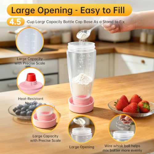 Pancake Batter Dispenser Bottle,34oz,BPA-Free Dishwasher-Safe,Pink - size: 2pcs Pink Batter Dispenser