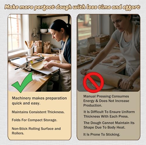 Commercial 110V Electric Dough Sheeter Machine, Reversible Puff Pastry Sheeter And Fondant Roller, Dough Roller, Adjustable Thickness 0-25mm, Folding Dough Sheeter For Bakeries, Pastries,（22.7"） - color: Large