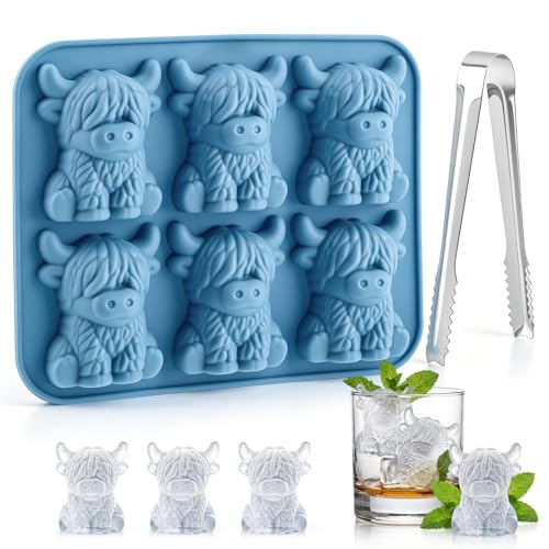 3D Mini Highland Cow Ice Cube Silicone Mold, Cow Shape Ice Tray
