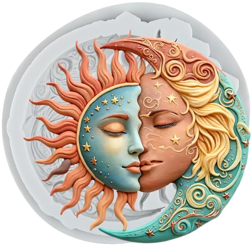 Sun Moon Face Silicone Mold Sun Moon Star Swirl Fondant Molds - color: Style A