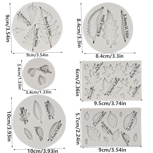 Leaf Silicone Mold Rose Maple Leaf Fondant Molds Set Of 6 - color: Style A